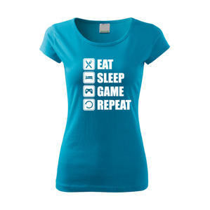 Dámské Geek/hráčské triko EAT, SLEEP, GAME, REPEAT - dokonalý dárek