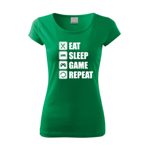 Dámské Geek/hráčské triko EAT, SLEEP, GAME, REPEAT - dokonalý dárek