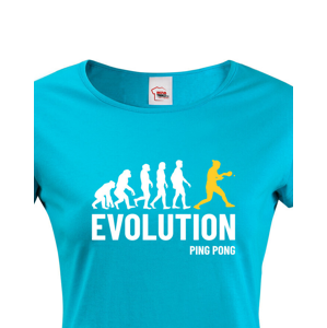 Dámské tričko Evoluce ping pong-  skvělý dárek pro hráče ping pongu