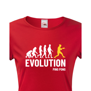 Dámské tričko Evoluce ping pong-  skvělý dárek pro hráče ping pongu
