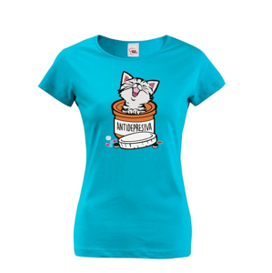 Dámske tričko pro milovníky koček s potiskem "Antidepresiva"