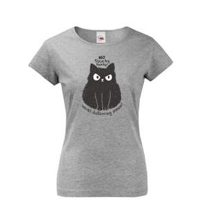 Dámské tričko pro milovníky koček s vtipným potiskem - No touchy touchy!