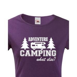 Dámské tričko s karavanem - Adventure Camping what else?