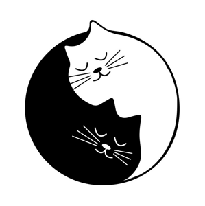 Dámské tričko s potiskem kočičí Jing Jang - stylové triko s kočkami