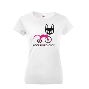 Dámské tričko s potiskem kočky na koloběžce - dárek na narozeniny