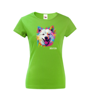 Dámské tričko s potiskem plemene  Americký eskimácky pes s volitelným jménem