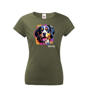 Dámské tričko s potiskem plemene Bernský salašnícky pes s volitelným jménem