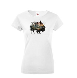 Dámské tričko s potiskem zvířat - Bizon