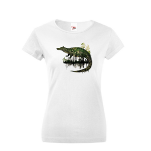Dámské tričko s potiskem zvířat - Krokodýl
