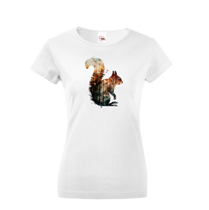 Dámské tričko s potiskem zvířat - Veverka