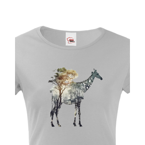 Dámské tričko s potiskem zvířat - Žirafa