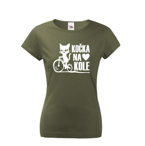 Dámské tričko s vtipným potiskem Cyklo kočka - dárek pro cyklistku