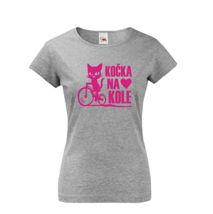 Dámské tričko s vtipným potiskem Cyklo kočka - dárek pro cyklistku