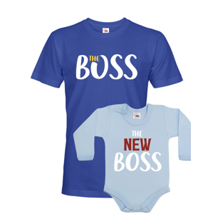 Dětské body a pánské tričko s potiskem The boss a The new boss