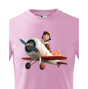 Dětské tričko s potiskem chlapce a letadla - tričko pro malé dobrodruhy