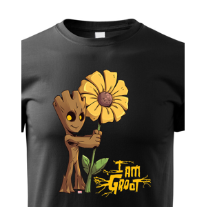 Dětské tričko s potiskem Groot a květina - ideální dárek pro fanoušky Marvel
