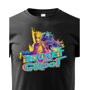 Dětské tričko s potiskem Groot a Rocket  - ideální dárek pro fanoušky Marvel