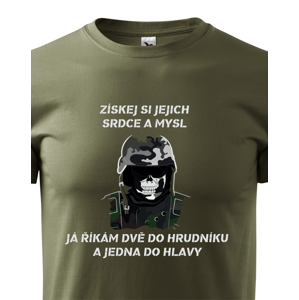 Pánské army triko Dvě do hrudníku a jedna do hlavy - ideální pro military