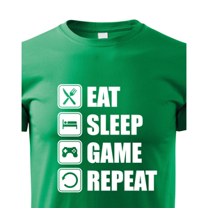 Pánské Geek/hráčské triko EAT, SLEEP, GAME, REPEAT - dokonalý dárek