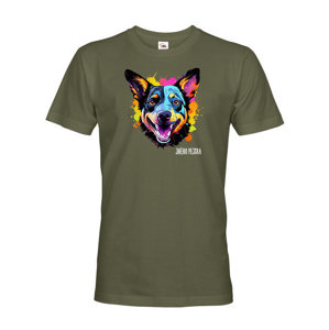 Pánské tričko s potiskem plemene Austrálsky dobytkársky pes s volitelným jménem