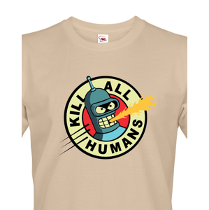 Skvělé pánské tričko Bender kill all humans - tričko pro fanoušky seriálu futurama